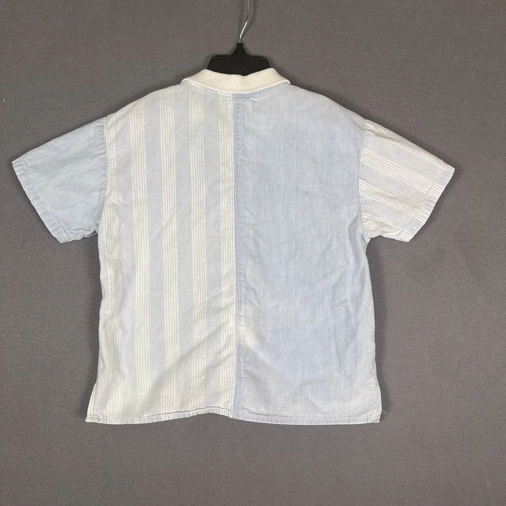 Vintage OshKosh Boys Sailboat Button Shirt Blue White 6